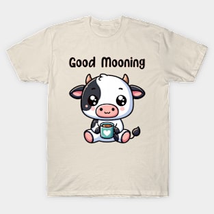 Good Mooning Kawaii Cow Pun Coffee Lovers T-Shirt